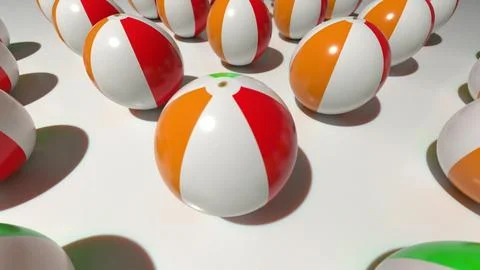 Close-up of inflatable beach ball with orange surface reflections Stock Illustration