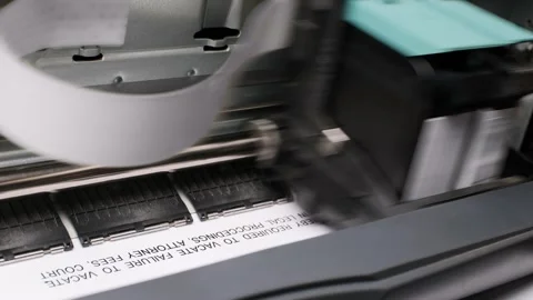 Close-up of Inkjet Printer Producing Sharp Document Print in Modern Office .. Stock Footage 312072105