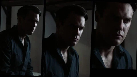 Close-up of an inmate with an angry expression, 2000s, USA - Reenactment Stock Footage 243734777