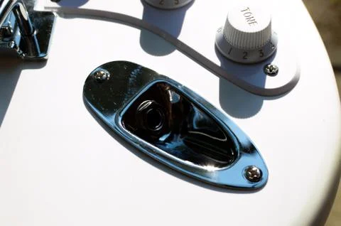 Close up of the input of an electric guitar Stock Photos