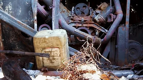 A Close-up of the Inside of a Combat Vehicle Destroyed by Ukrainian Artillery  Stock Footage 247164131