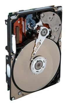 Close up inside of computer hard disk drive Foto stock