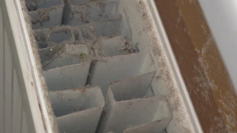 Close-up of the inside of a dirty, dusty radiator Stock Footage 346710095