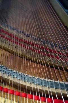 Close up of the inside of a piano Stock Photos