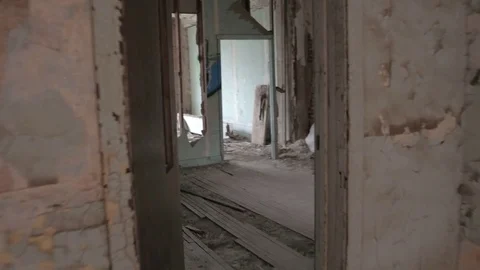 CLOSE UP: Inside the residential part of abandoned City Methodist Church, Gary Stock Footage 76733940