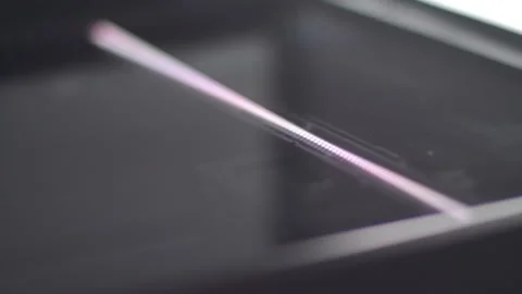 Close up of inside working Epson printer scanner while scanning Vidéo 274614765