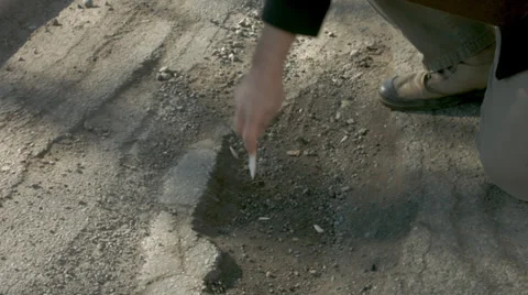 Close up of inspector making notes about potholes 4K Stock Footage 37092692