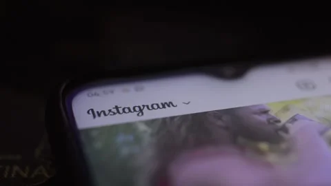 Close-up instagram social network app scroll. scrolling photo on instagram. Stock Footage 228904288