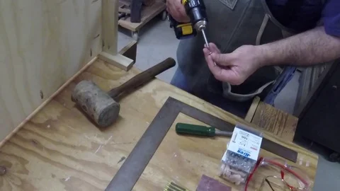 Close-up installing pocket screw. Stock Footage 81714441