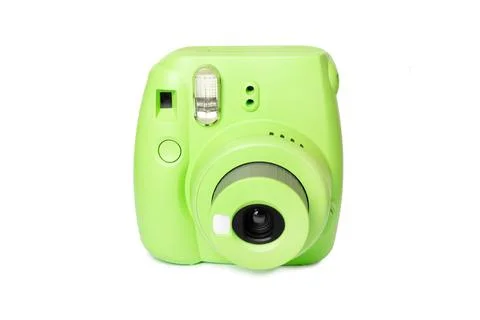 Close-up, instant camera green. isolated on a white background Stock Photos