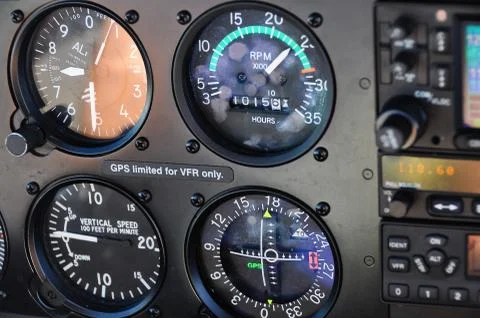 Close up of instrument panel in an aircraft Stock Photos