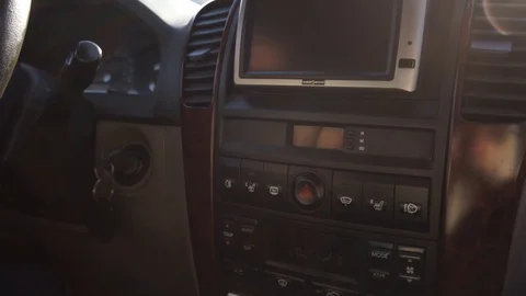 Close up instrument panel in moving car Video stock 112293886