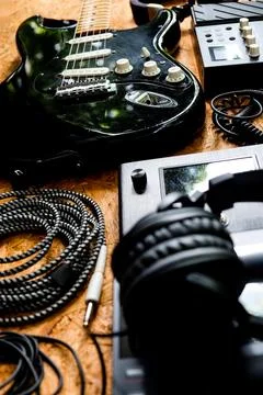 Close up instruments music background concept Stock Photos