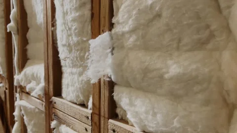 Close -  up Insulation in wooden wall framing 動画素材 332722949