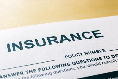 Close up INSURNCE questionnaire and application form. Stock Photos