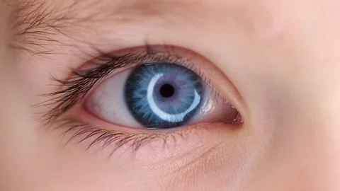 Close up of Intense Blue Eye of a Kid Vídeo Stock 125482069