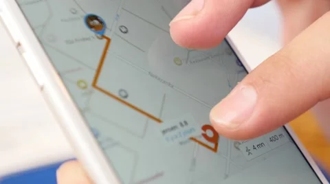 Close-up of an interactive map on a smartphone Stock Footage 58606533