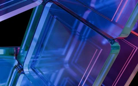 A close-up of interconnected, translucent geometric blocks creating an abst.. 스톡 일러스트
