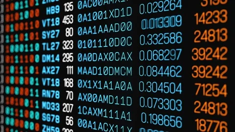 Close up interface, binary code, encryption, big data, machine code. Video stock 320123021