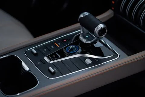 Close-up of the interior and center console of a new energy electric car Stock-Fotos