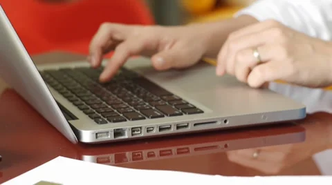 Close-up.interior designer working and typing on laptop computer Stock Footage 36239969
