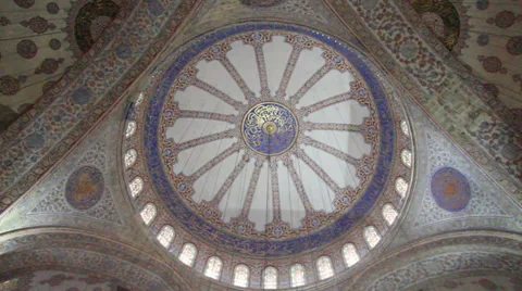 Close up Interior shot of the Blue Mosque Dome Stock Footage 39253191
