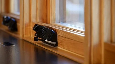 Close up of interior window frame in contemporary home. Stock Footage 98014028