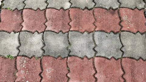 Close-Up of Interlocking Red and Gray Pavers Stock Photos