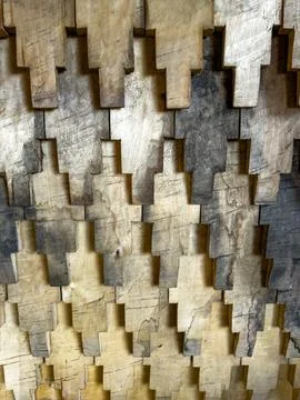 Close-up of interlocking wooden blocks in geometric pattern Stock Photos