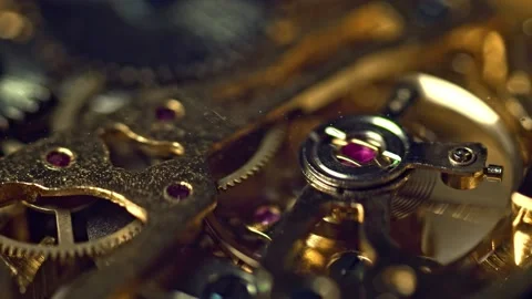 Close up of an internal clock mechanism Stock Footage 140016313