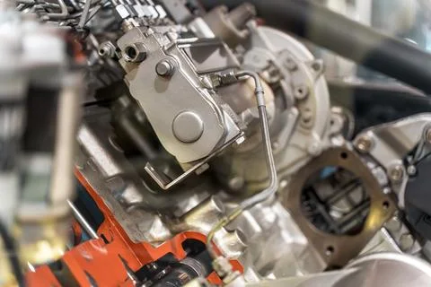 Close Up of Internal Combustion Engine Components Showing Automotive Engineering 库存照片