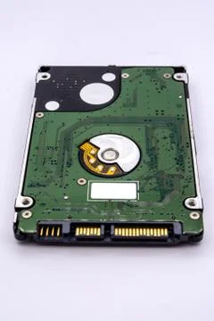 Close up of internal hard disk drive or hdd of Laptop isolated on white backg Stock Photos