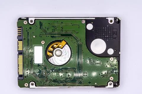 Close up of internal hard disk drive or hdd of Laptop isolated on white backg Stock Photos