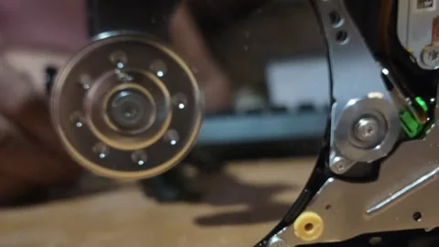 Close-up Internal Mechanism of internal components of a disassembled Comput.. Video stock 328340613