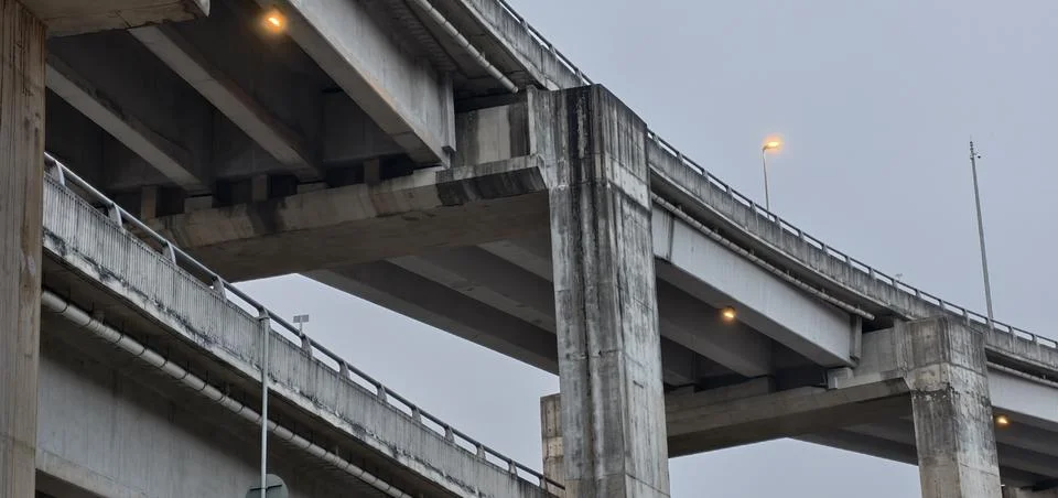Close‑up of intersecting elevated concrete roadways Фото
