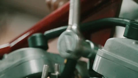 Close-Up of Intricate Motorcycle Engine Mechanisms and Metal Components Video stock 303340814