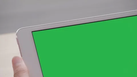 Close  Up iPad Tablet Green Screen Display, Blank Isolated Digital Device Stock Footage 94314713