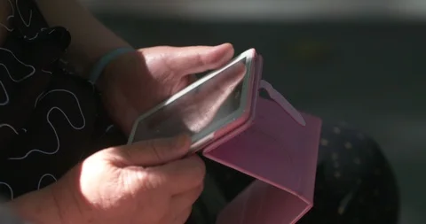 Close-up ipad use, old hands, China Stock Footage 113902536
