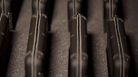 Close up of iPads in a flight case  Stock-Footage 104082392