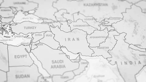 Close Up Of Iran Borders. World Map Animation. Video stock 331811994