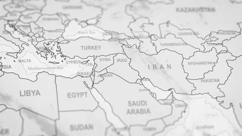 Close Up Of Iraq Borders. World Map Animation. Video stock 331811995