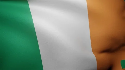 Close up of Ireland flag waving in wind. Flag background 4K UHD 60FPS Video stock 121038582