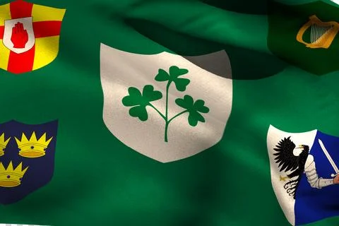 Close-up of  IRFU flag with the centenary logo Stock Illustration
