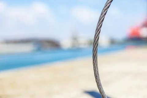 Close up on iron cable on the ship Stock Photos