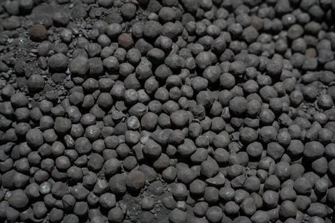 Close up of iron ore pellets 스톡 사진