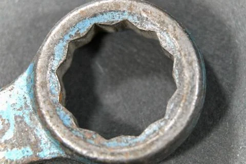 Close-up of an iron wrench ring Stock Photos