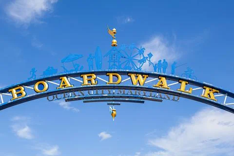 Close up isolate image of the wooden arch  at the entrance of famous board wa Stock Photos