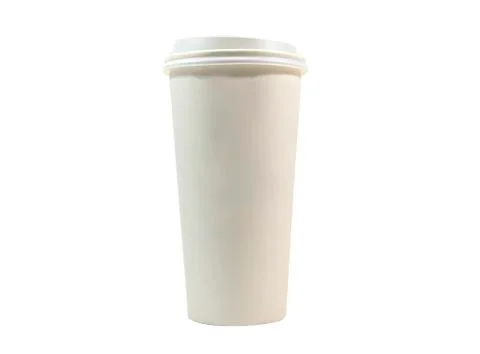 Close up isolate of takeaway blank white paper cup on white background Stock Photos