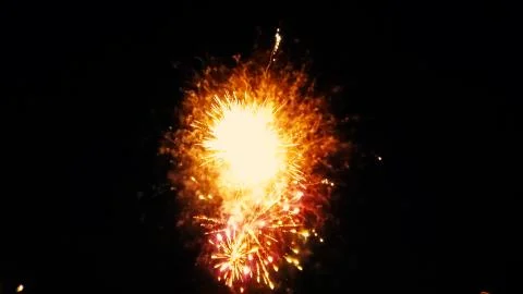 Close up isolated image of a firework show as multiple fireworks exploding Stock Photos