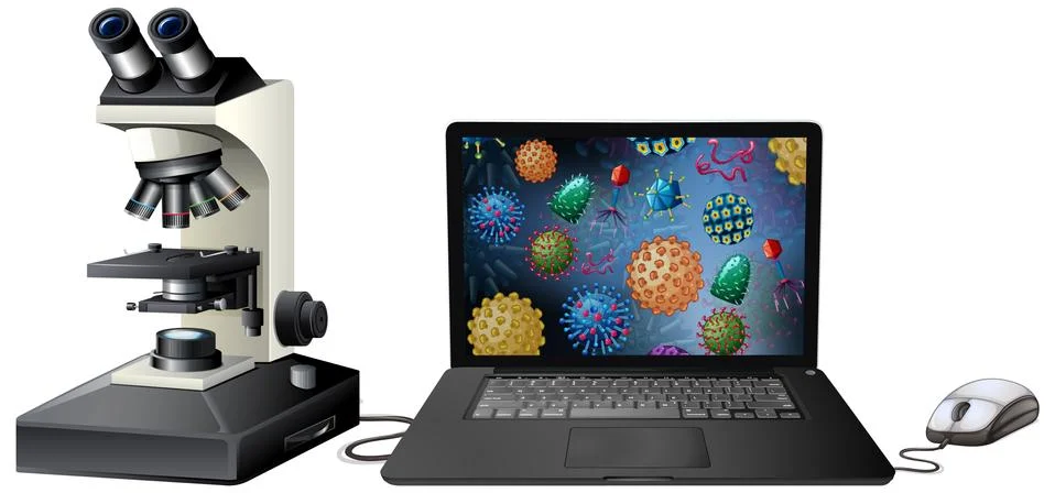 Close up isolated object of virus on computer screen Stock Illustration